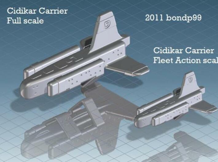 Cidikar Heavy Carrier 3d printed comparison of full scale and fleet action scale