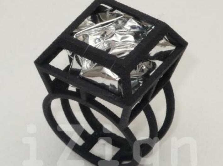 ring06 20 3d printed Black Strong &amp;amp; Flexible dressed up with a silver wrapper (not included)