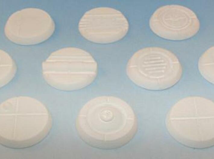 25mm Indoor Industrial wargaming bases 3d printed White Strong & Flexible Polished