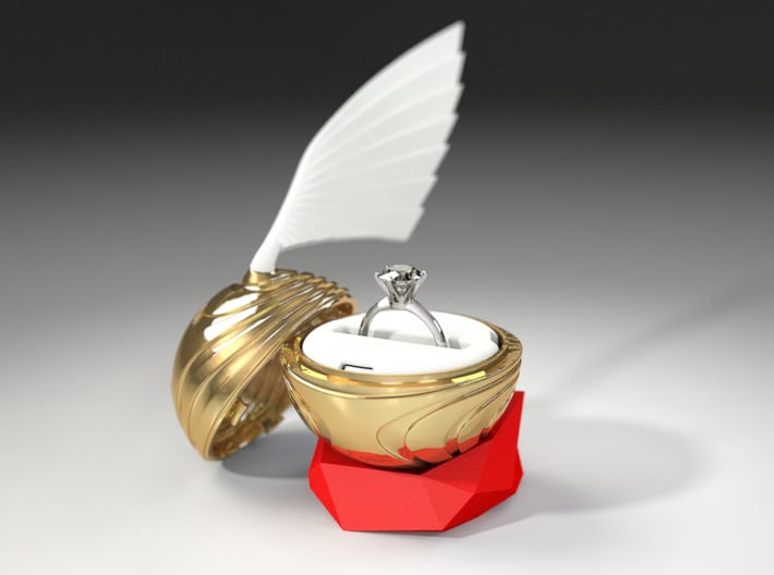 "Coral Snitch" Ring Box (NEW MODEL) 3d printed Wings, Ring Holder, and Stand, sold separately. The ring is not included.
