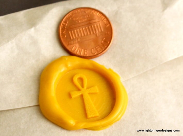 Ankh Wax Seal 3d printed Just the wax impression, in Sunflower Yellow