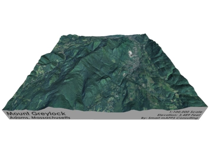 Mount Greylock Map: 6&quot; 3d printed