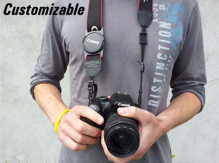 Lens Cap Holder (customizable) 3d printed Description