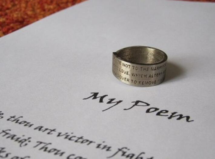 Make your own text / message / poem Ring 3d printed