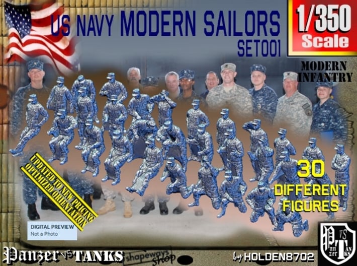 1/350 USN Modern Sailors Set001 3d printed 