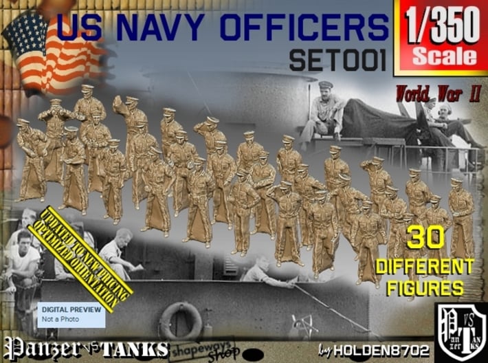 1/350 USN Officers Set001 3d printed