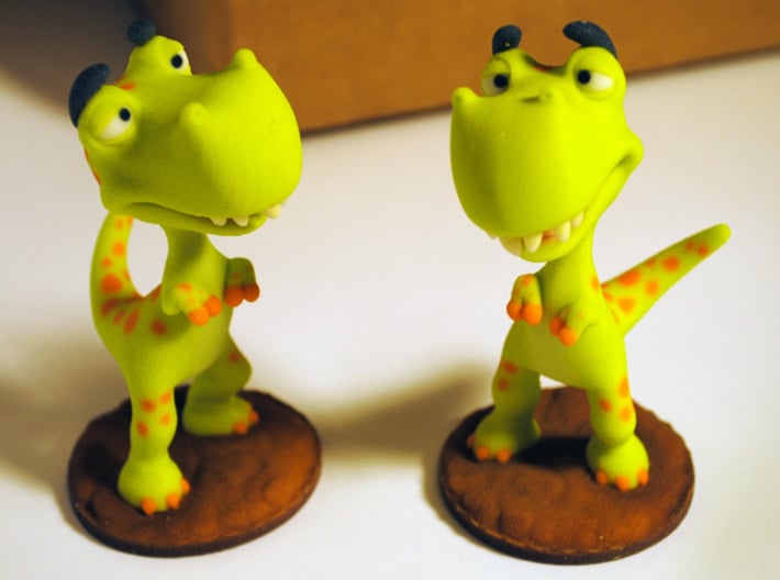 Poor T-Rex full-color miniature statue 3d printed These two little trouble makers showed up on my doorstep today