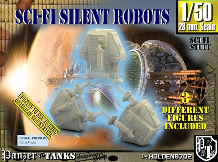 1-50 Three Silent Robots 3d printed