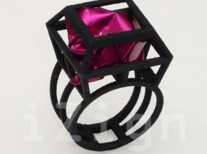 ring06 22 3d printed Black Strong &amp; Flexible dressed up with a pink wrapper (not included)