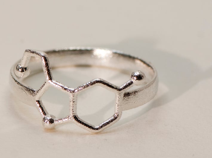 Serotonin Ring:  size 9 3d printed RAW Sterling Silver