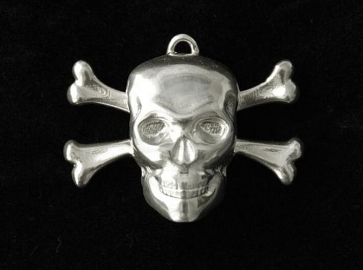 skull and bones pendant 3d printed frontal