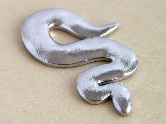 Snake Pendant - silver 3d printed