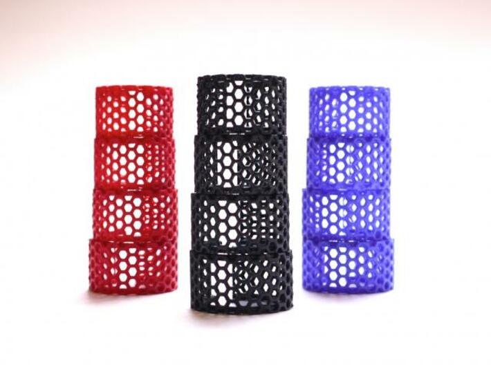Slim Perforated Honeycomb Ring 3d printed multiple colors