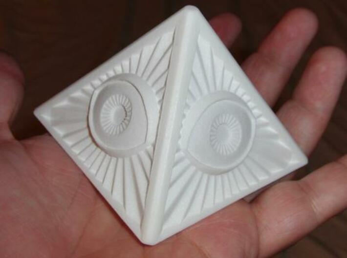 Illuminati -Prime v1a 3d printed The Prime printed in White, Strong, and Flexible. Top Side.