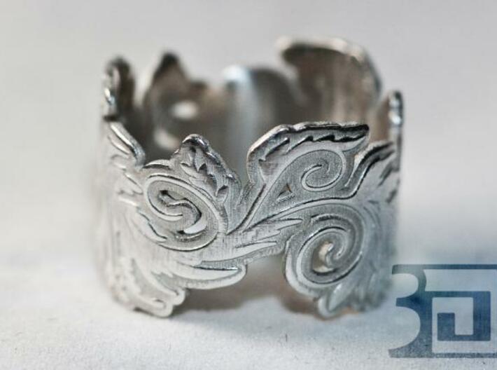 Blossom ring 3d printed Silver Polished