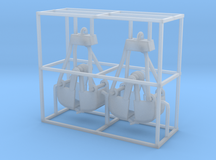2 Clamshell Bucket Z scale 3d printed 2 Clamshell buckets for crane z scale