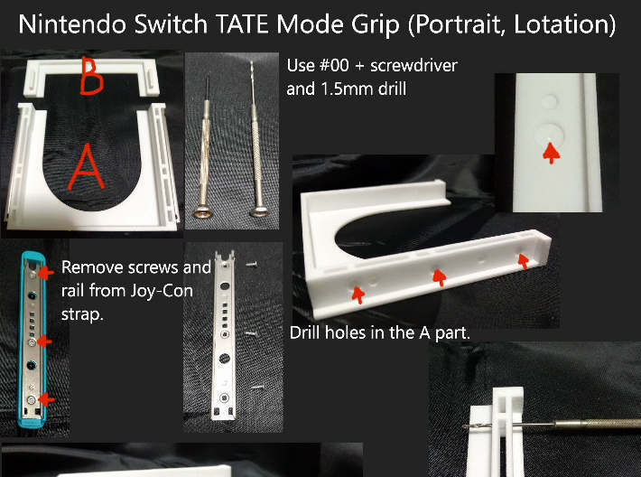 Nintendo Switch TATE Mode Grip (Portrait, Lotation 3d printed How to build #1