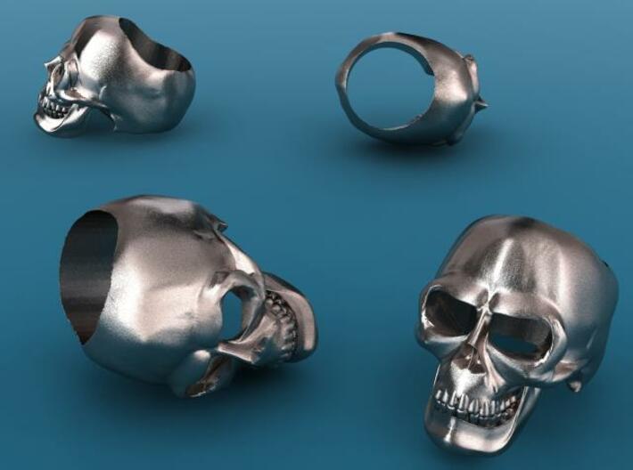 Skull Ring (large) 3d printed Stainless stell render
