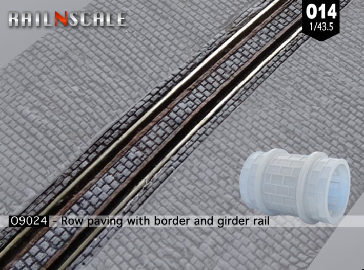 Row paving w/ border and girder rail (O14 1:43.5) 3d printed 