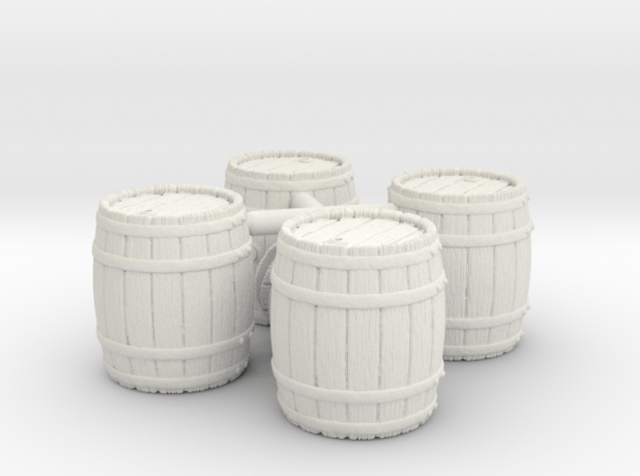 Open Wooden Barrel, x4, 28mm Scale 3d printed