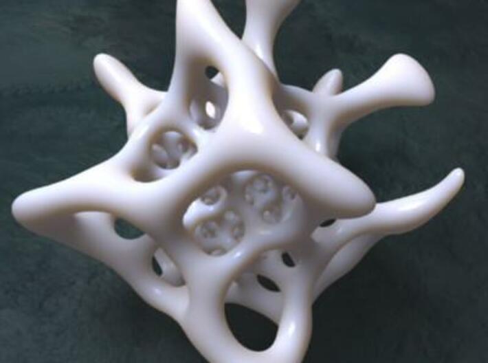 InvGyroid - Broken 4 Low Budget - 3 3d printed Inverted bone style gyroid - 14 cm diameter version