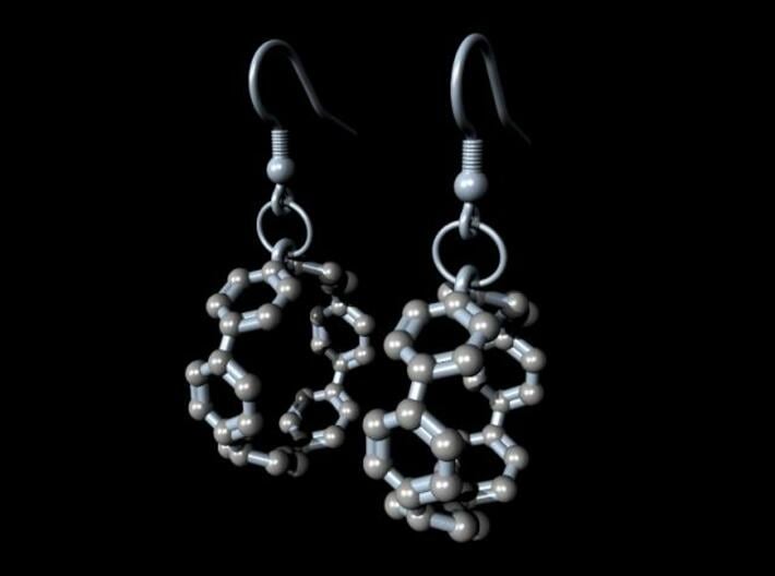 Earrings (Pair)- Molecule- Carbon Nanoring 3d printed Render
