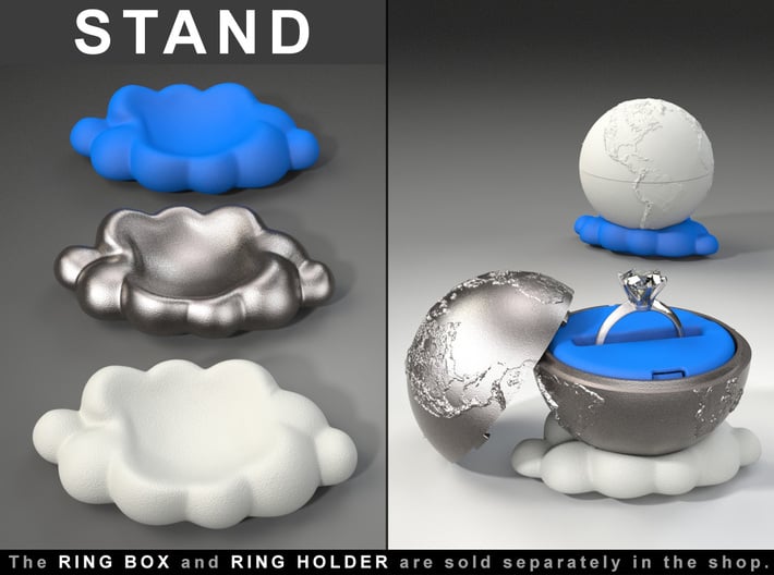 CLOUD STAND to the "Earth Planet Ring Box" 3d printed Earth Planet Ring Box and Ring Holder, sold separately. Links at the description.