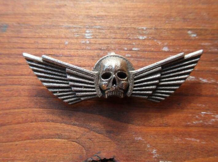 Winged Skull Pendant 6Cm 3d printed Raw Stainless Steel ,slightly polished