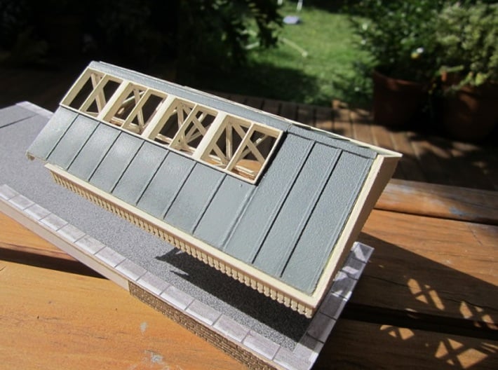 Roofs for 280mm long Canopy 3d printed One bay with end section painted and assembled