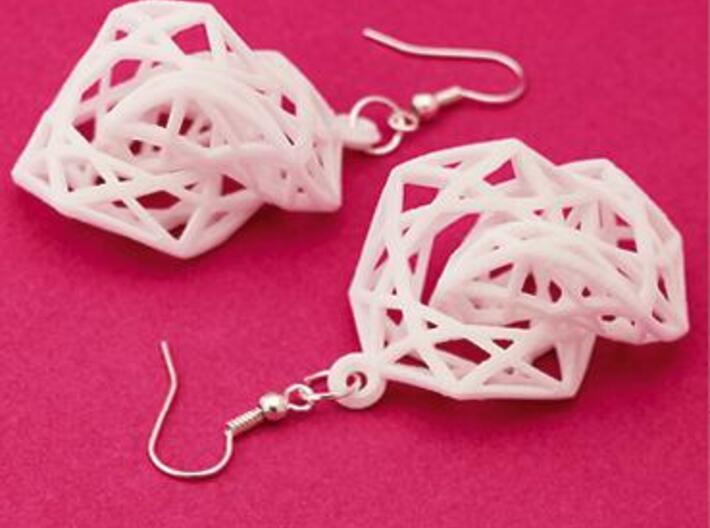 BRILLIANT TWIST - earrings 3d printed White