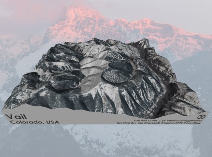 Vail, Colorado - Winter: 9"x9" 3d printed 