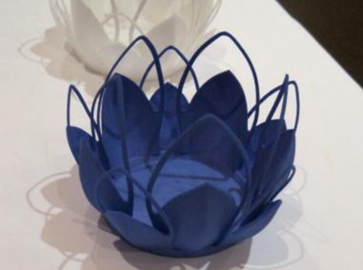 Tea-light - Flower 3d printed indigo, white