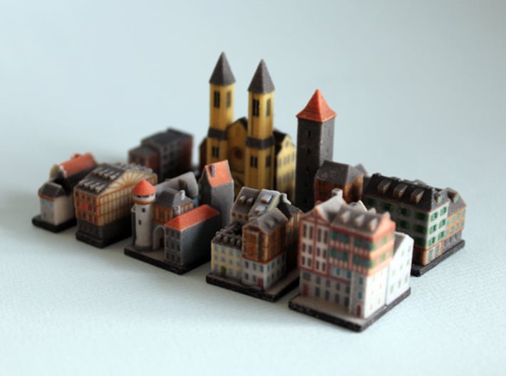 Medieval Village set 3d printed all buildings apart