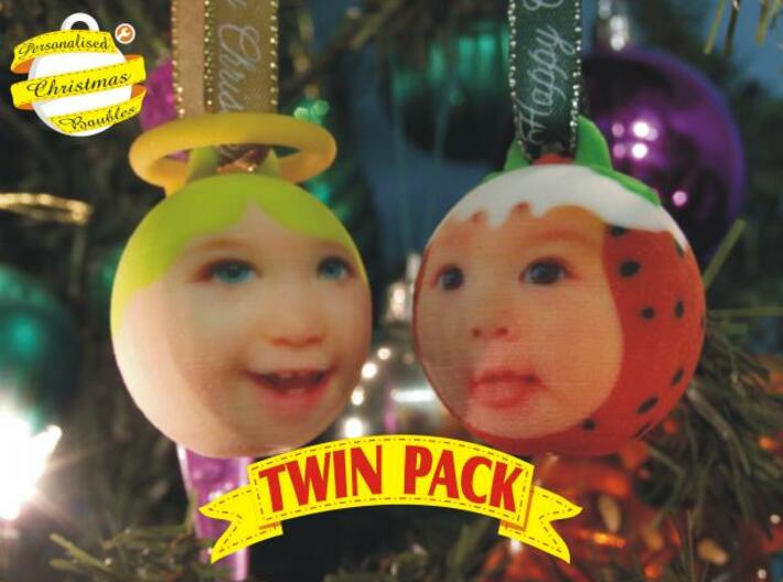 Angel & Puddin baubles twin pack (personalised) 3D 3d printed :)