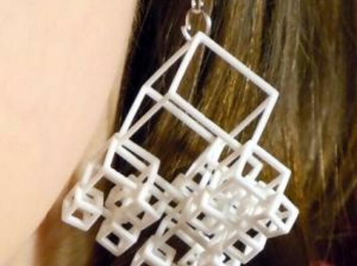 1+4+4×4 Cubes Earrings 3d printed (polished WSF)
