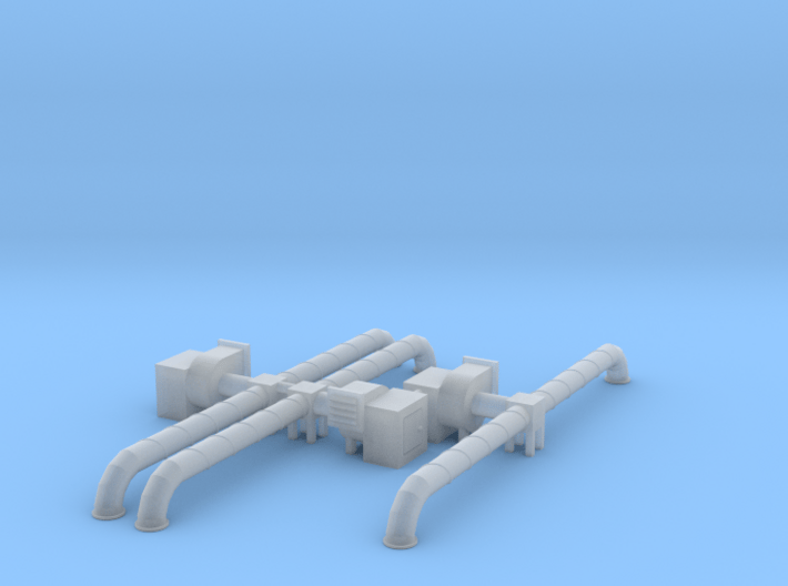 N Scale 3x Rooftop Fan +Ducts 3d printed 