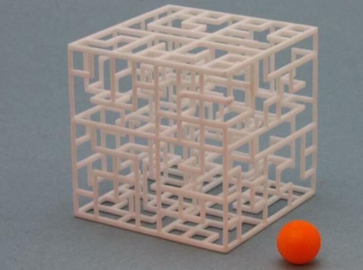 Escher’s Playground 3D Maze Cube 3d printed 7x7x7 Maze with ball