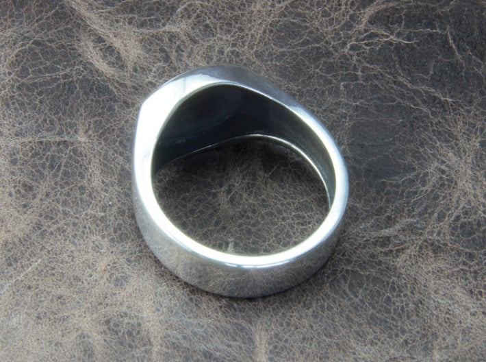Home button Ring 3d printed This material is Polished Silver , Patinated with bleachThis material is Polished Silver , Patinated with bleach