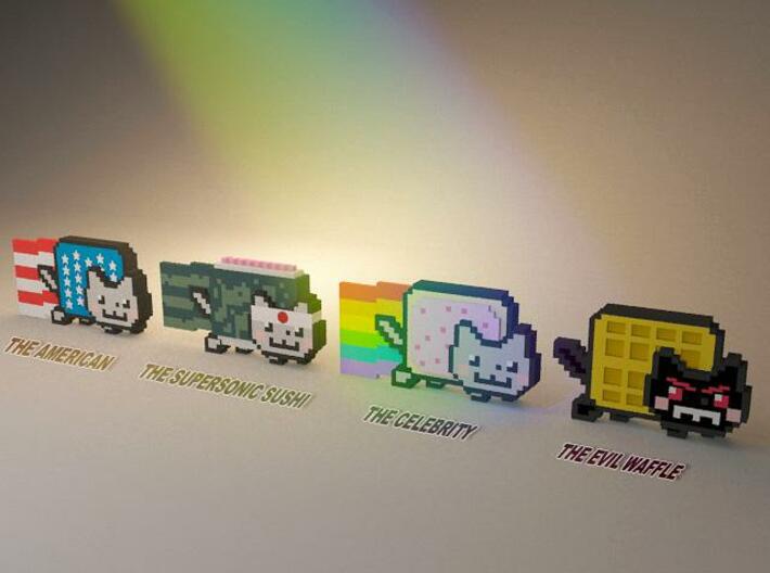 Nyan cat figurines 3d printed Text added in photoshop