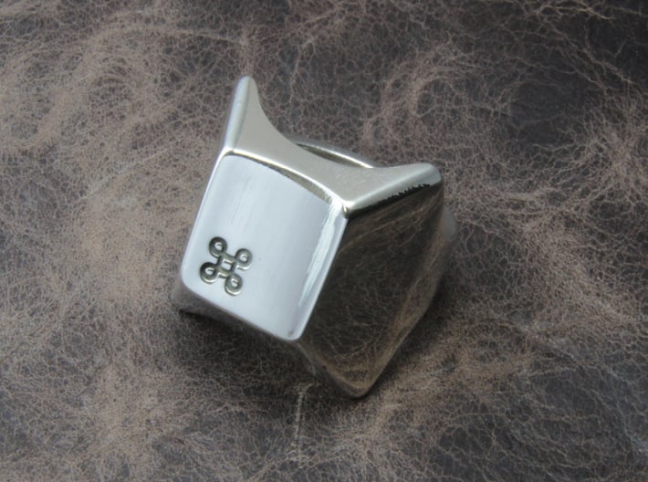 Command key Ring 3d printed This material is Polished Silver , Patinated with bleach