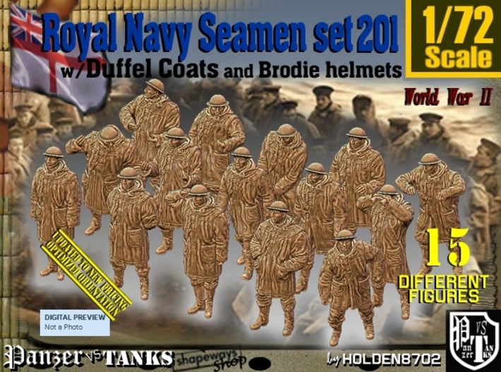 1/72 RN Seamen Duffel Coat Set201 3d printed 