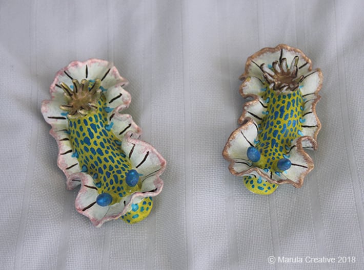 Yeri the Nudibranch 3d printed Becia vs Yeri size & orientation: Hand Painted White Strong & Flexible Polished