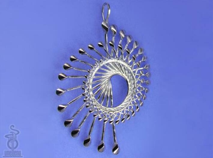 Peacock Pendant 7.7cm from Spinnoloids range 3d printed 