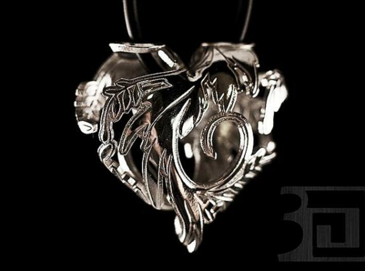 Silver Blossom Heart 3d printed 