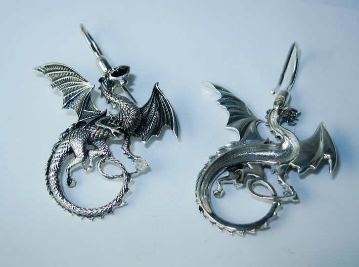 Whitby-wyrm dragon earrings 3d printed 