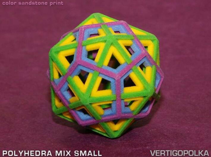 Polyhedra Mix Small 3d printed color sandstone print