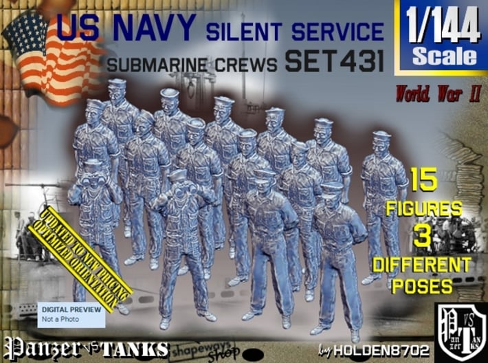 1/144 USN Sub Crew Set431 3d printed 