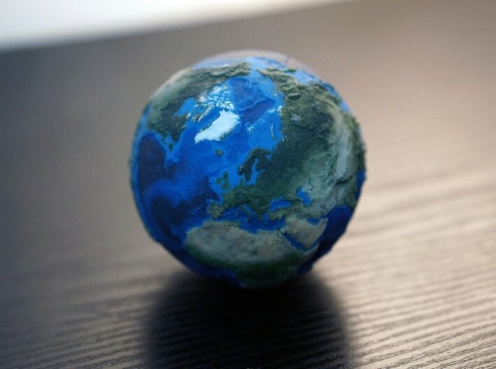 Earth with relief detail 3d printed 