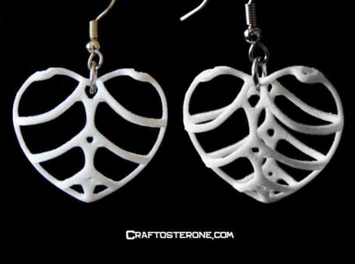 Heart Shaped Rib-Cage Earrings 3d printed 