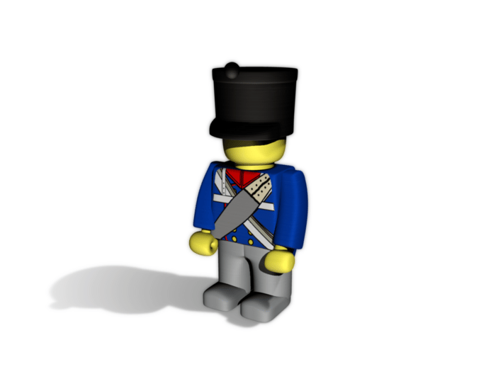 5 x French Shako 3d printed Example figurine (Prussian Infantry) wearing the helmet in black premium
